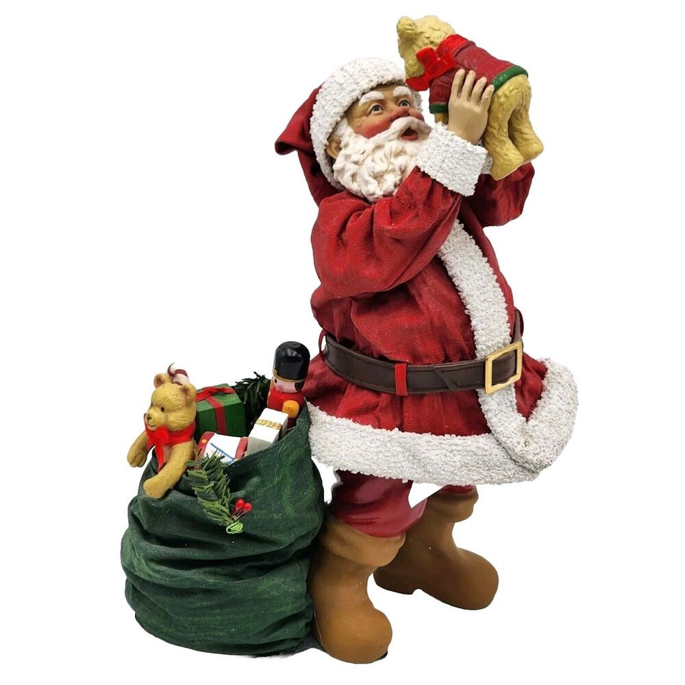 Carlton Cards JOLLY OLD ST. NICK with Sack Of Toys & Teddy Bear Vtg Figurine